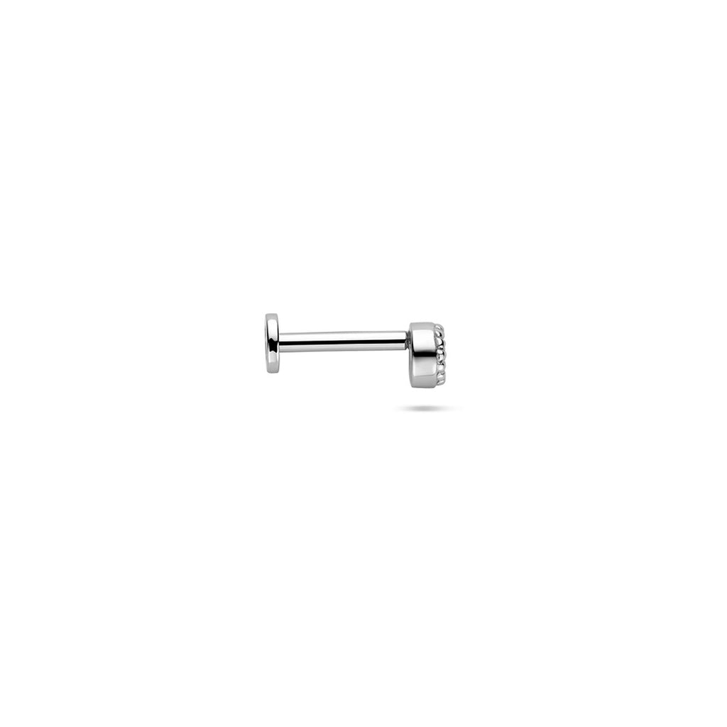 Flat Back Piercing rund Zirkonia 3,3 mm Silber rhodiniert