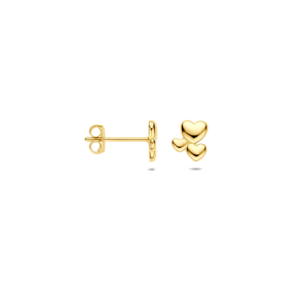 9k oorknoppen hartjes 6 mm 9K geel