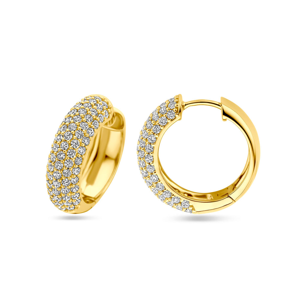 klapoorringen zirkonia 21 mm 1 micron zilver verguld (geel)