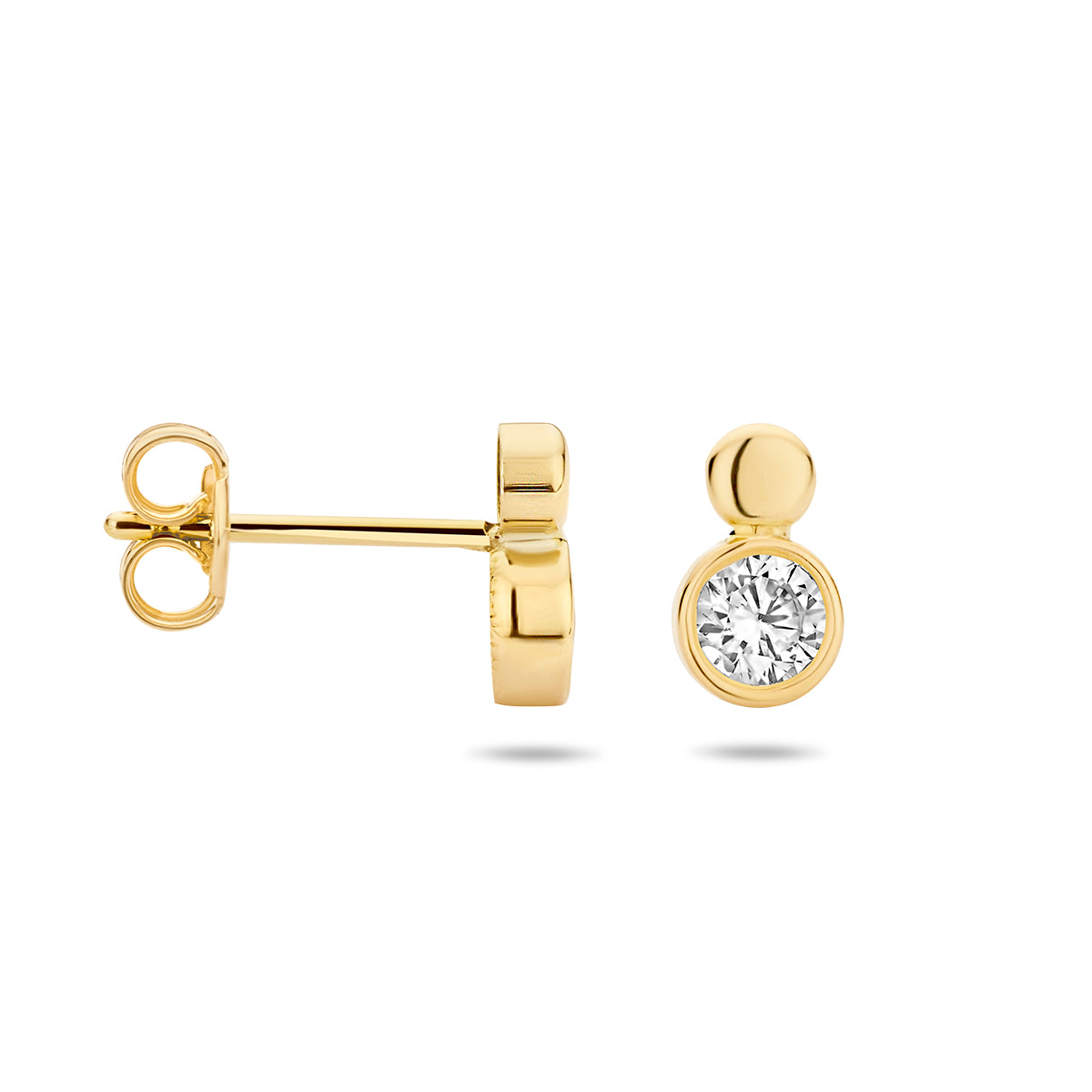 oorknoppen zirkonia 14K geelgoud