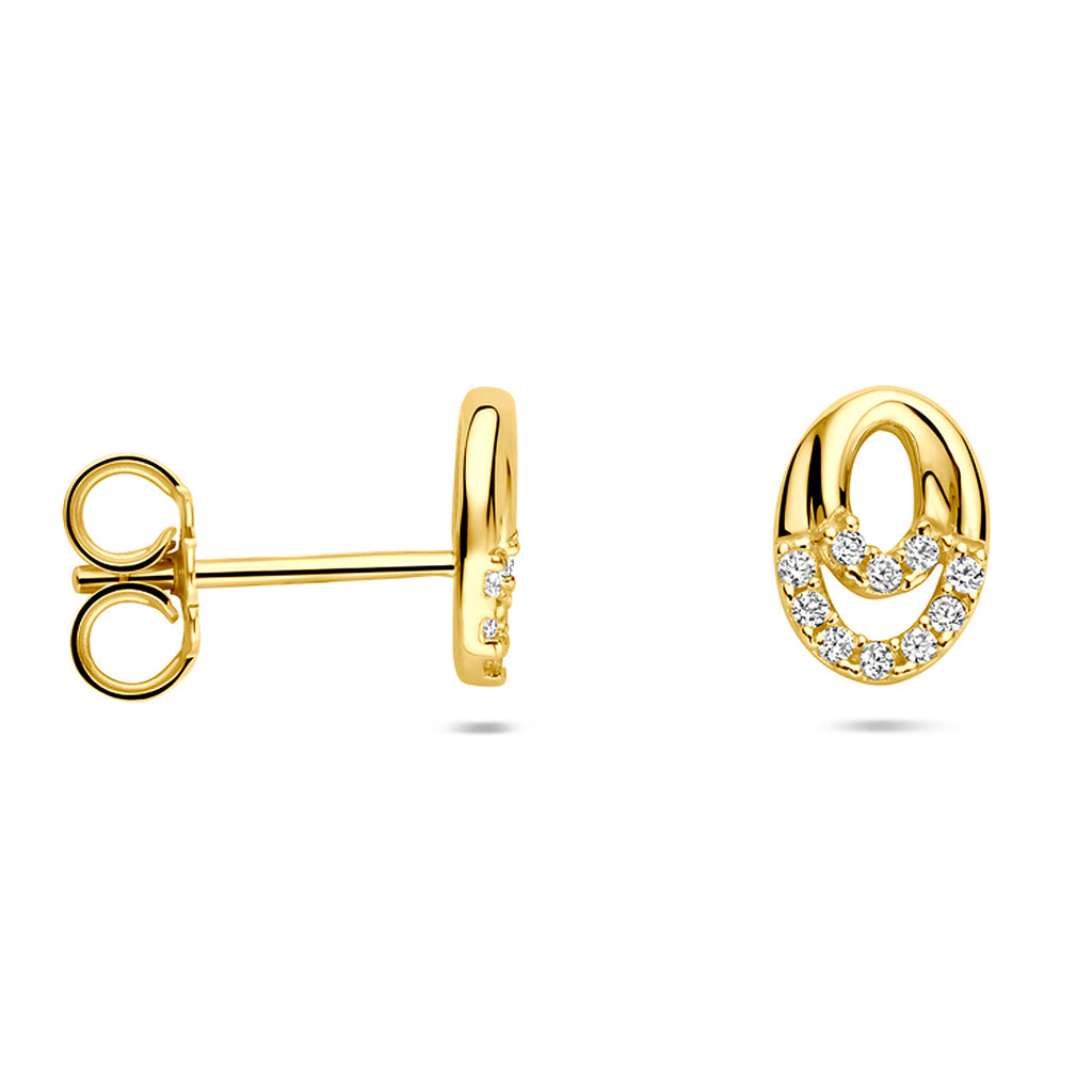 Ohrstecker Zirkonia 8 mm 14K Gelbgold
