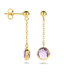 oorhangers amethist 14K geelgoud - rondje,bolletje,ringetje,draad