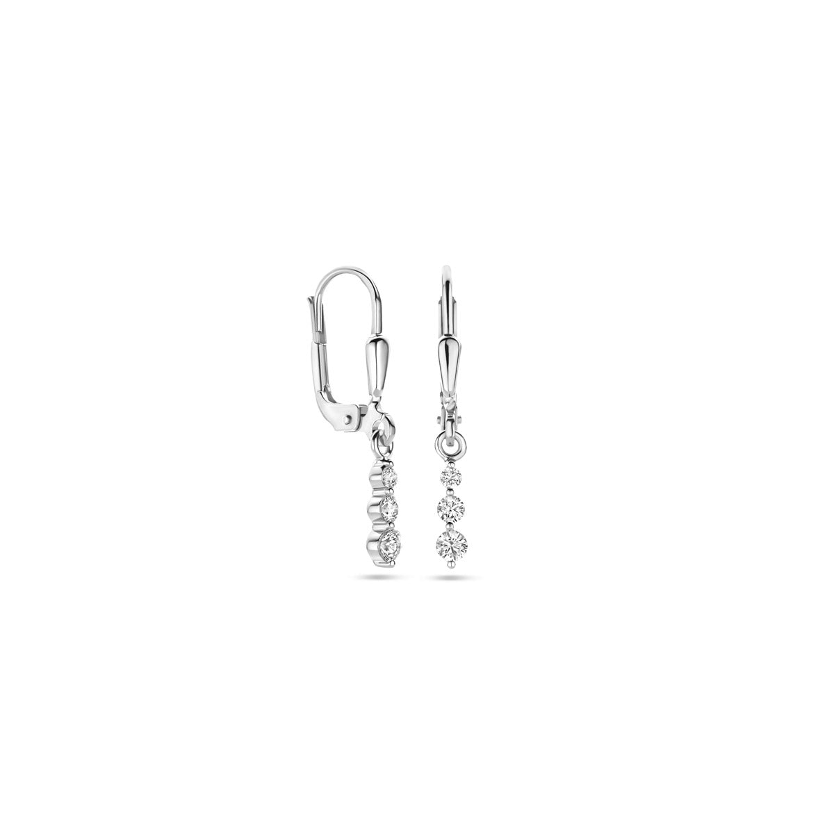 Ohrhänger Zirkonia Brisurhaken 24 mm rhodiniertes Silber
