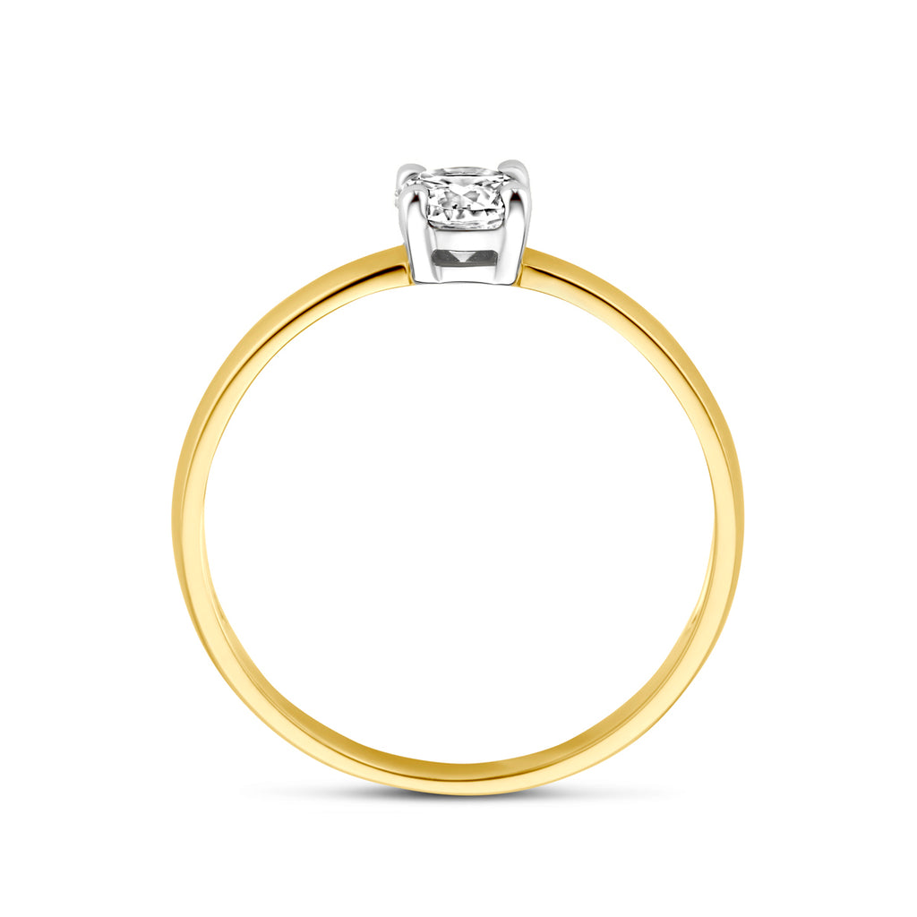 ring zirkonia 14K bicolor goud geel/wit