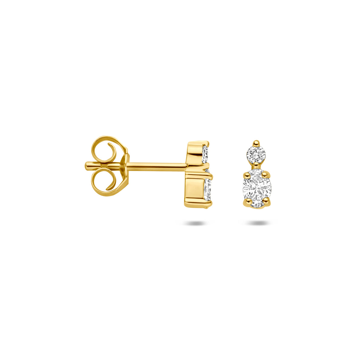 oorknoppen lab grown diamant 0.12ct (2x 0.1225ct) f vs 6,5 mm 14K geelgoud