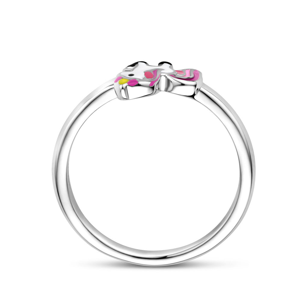 ring eenhoorn emaille zilver gerhodineerd