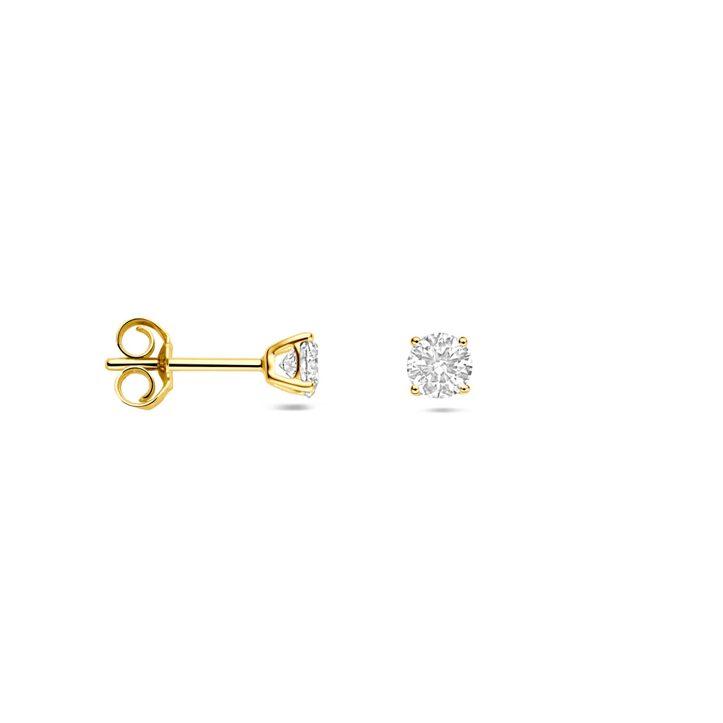 Ohrstecker Lab grown Diamant 0.50ct (2x 0.25ct) H SI 4 mm 14K Gelbgold
