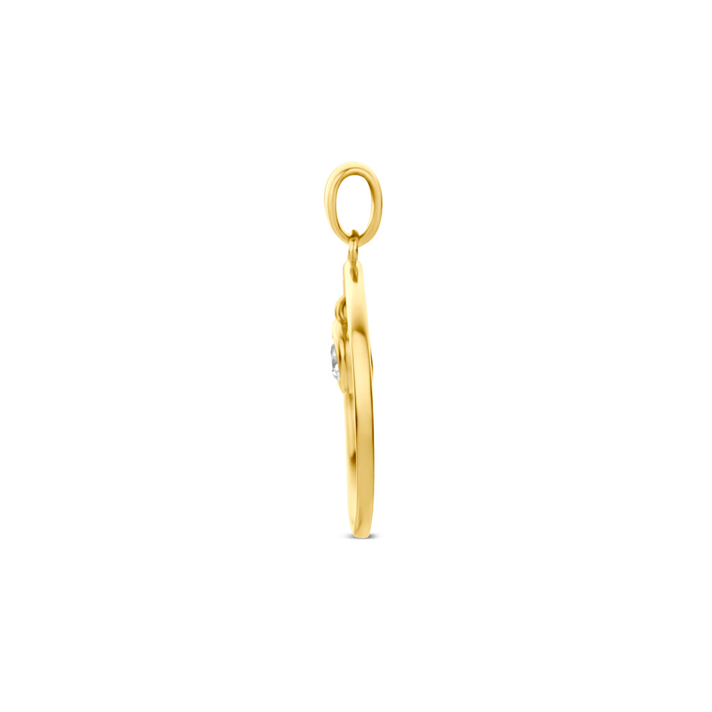9k hanger rond zirkonia 13 mm 9K geel - rond