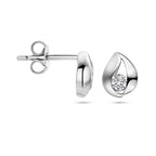 Ohrstecker Tropfen Zirkonia Poly/Silber matt rhodiniert
