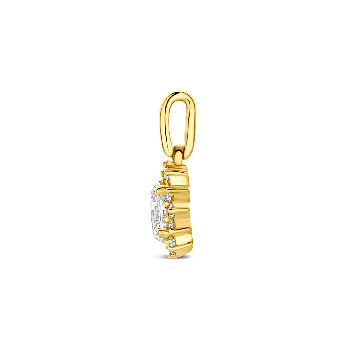 hanger lab grown diamant 0.21ct f vs 6,5 mm 14K geelgoud