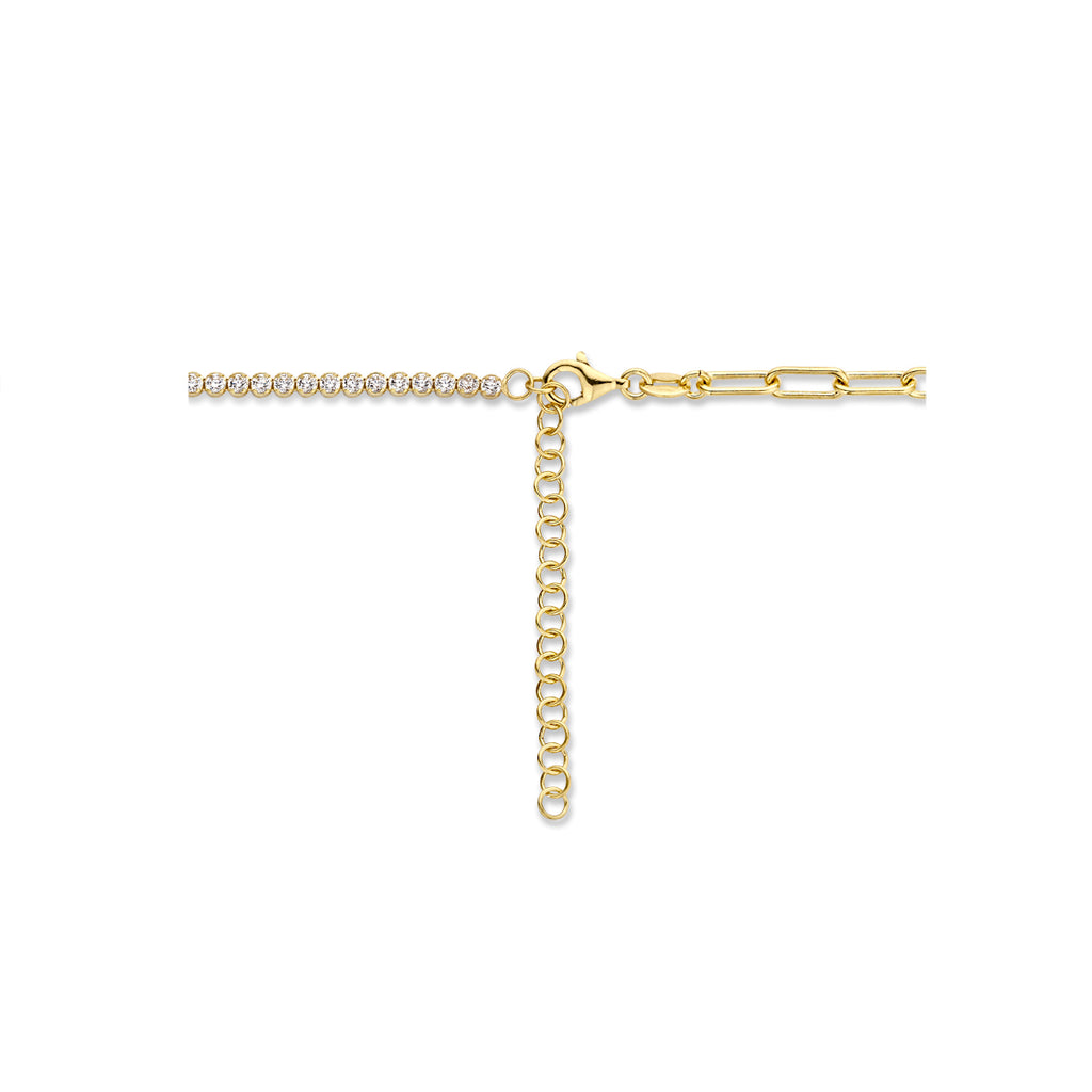 combi-collier en paperclip ronde buis 40 + 5 cm 1 micron zilver verguld (geel)