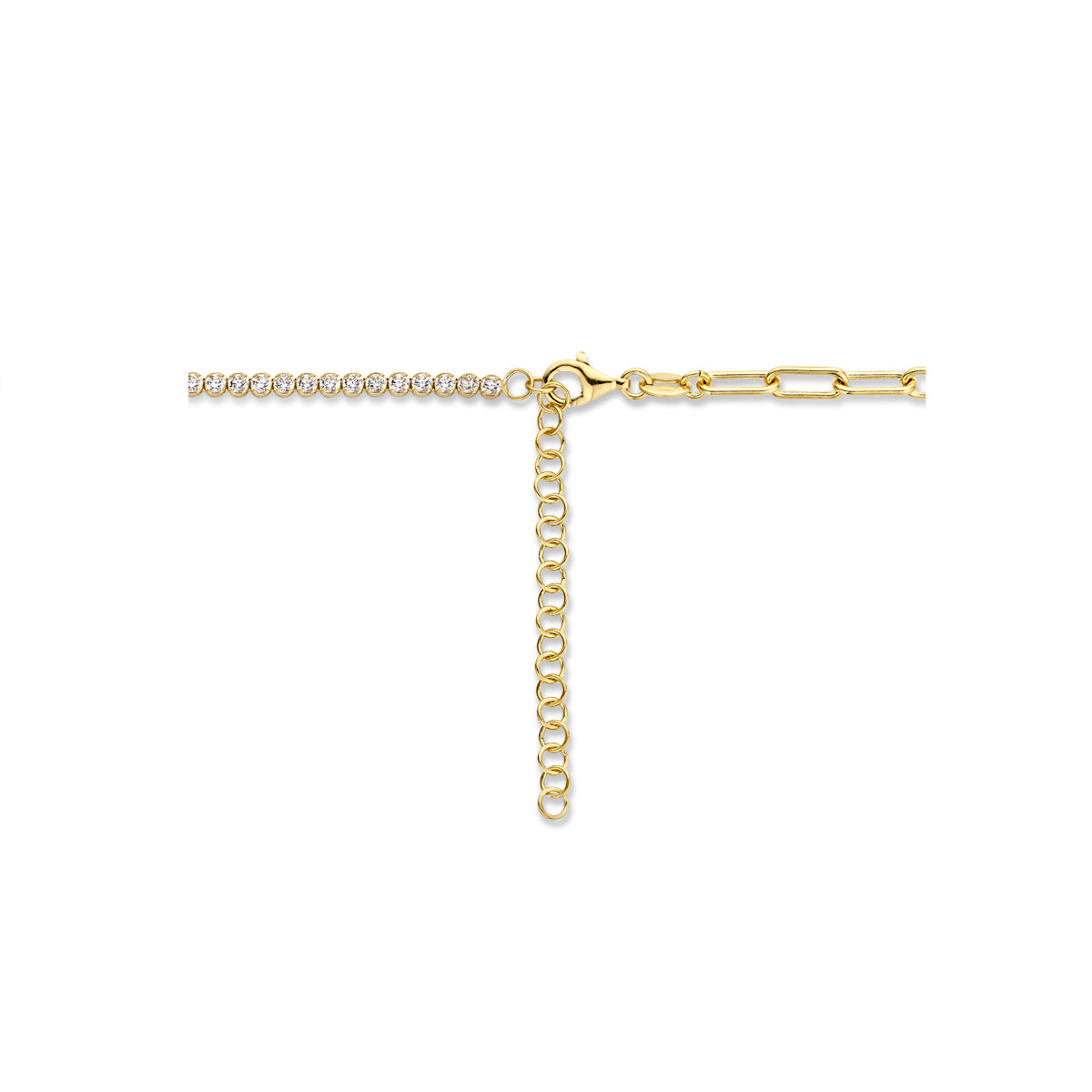combi-collier en paperclip ronde buis 40 + 5 cm 1 micron zilver verguld (geel)