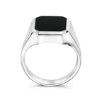 zegelring massief onyx 13 x 11 mm zilver wit