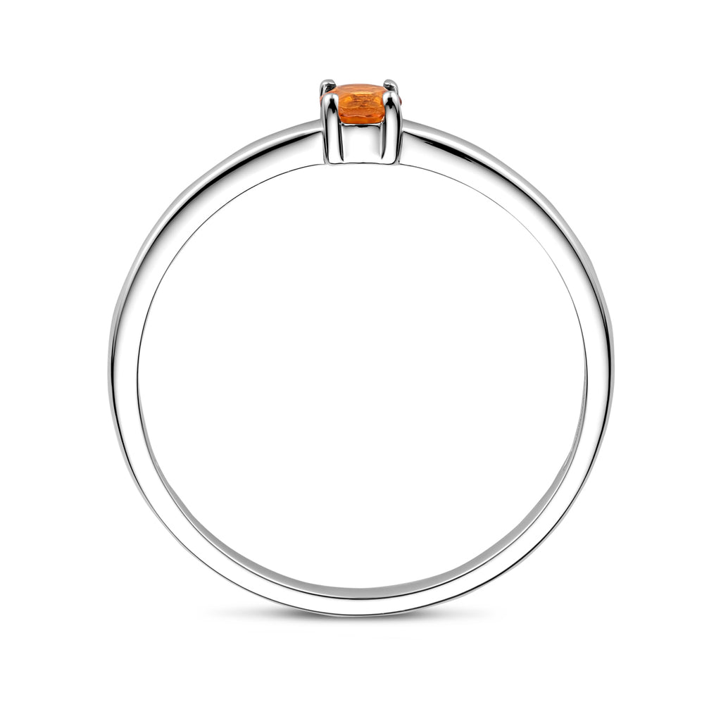 Ring mit Geburtsstein November Citrin rhodiniert Sterlingsilber