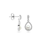 oorhangers parel en zirkonia zilver gerhodineerd