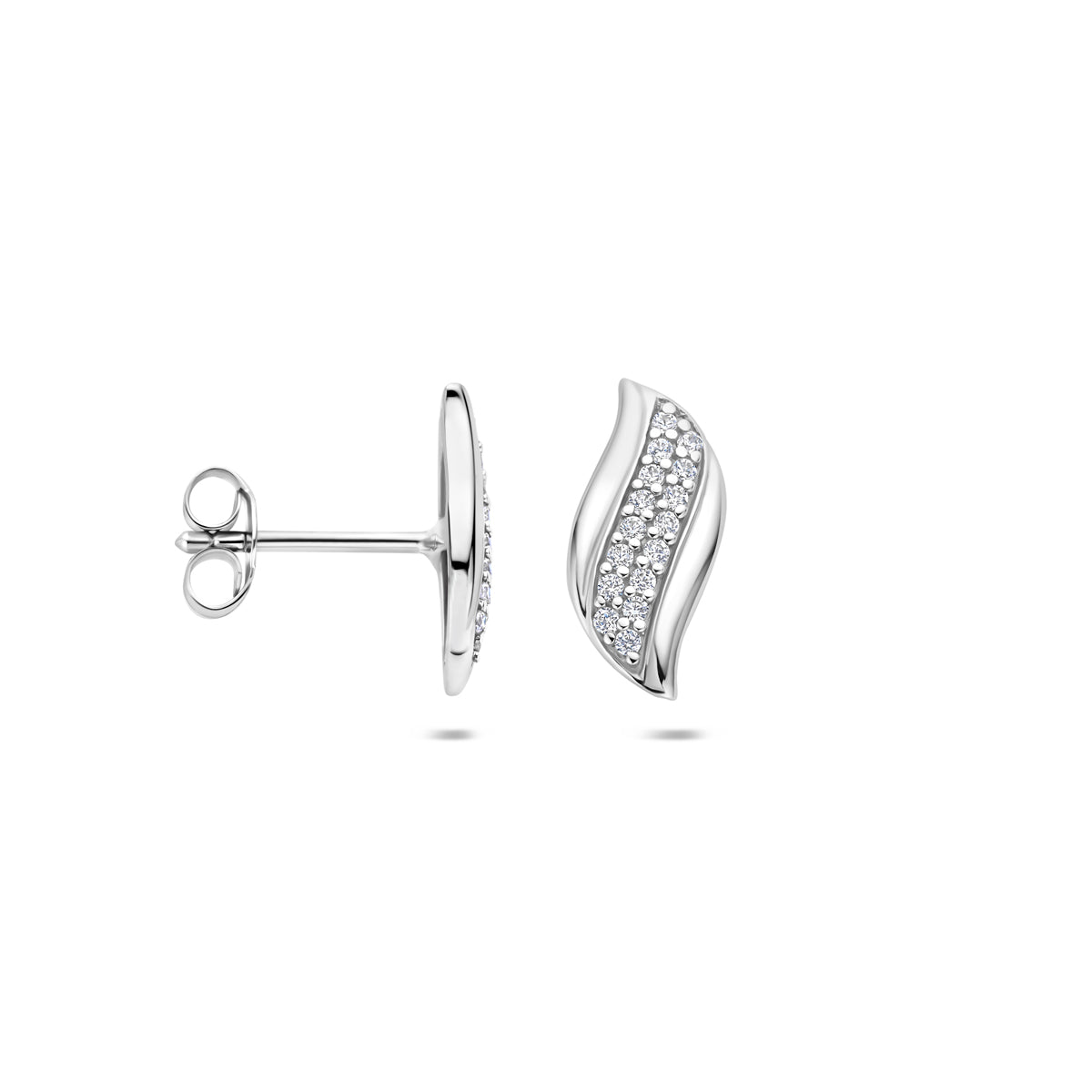 oorknoppen zirkonia zilver gerhodineerd