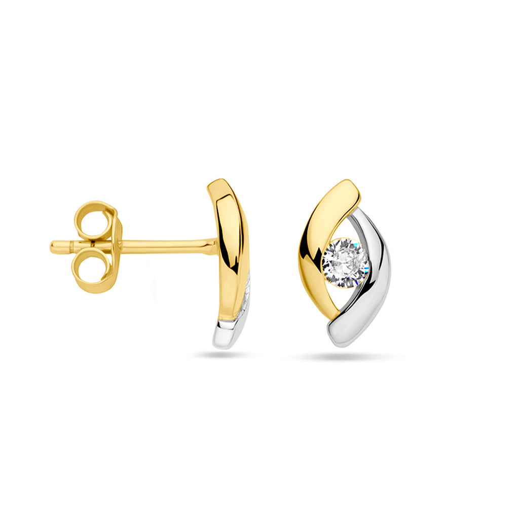Ohrstecker Zirkonia 1 Micron Silber vergoldet (Gelb/Rhodium)