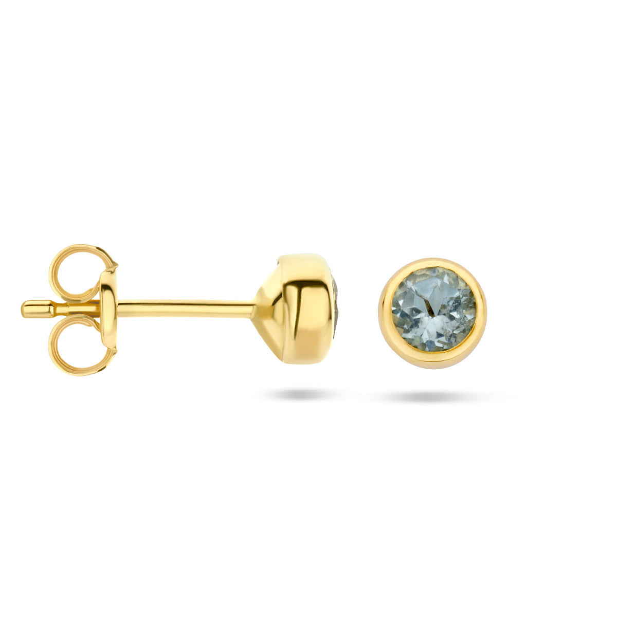 Ohrstecker Blautopas 4,5 mm 14K Gelbgold