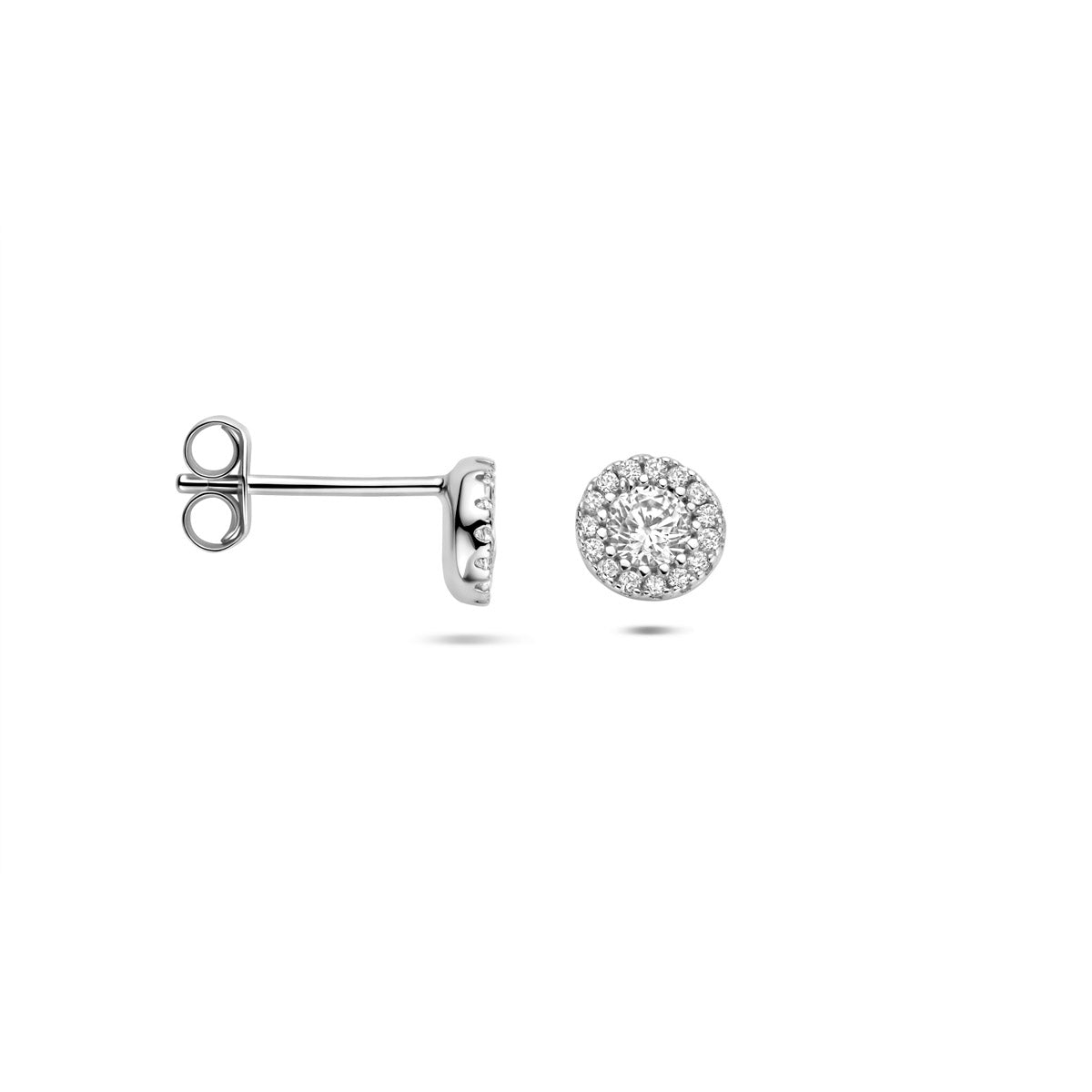 Ohrstecker Zirkonia 6 mm Silber rhodiniert
