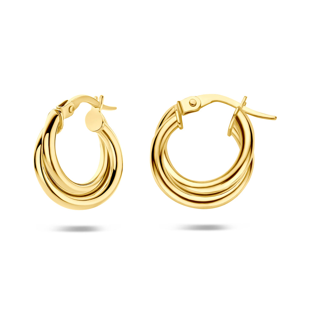 oorringen buis 4 mm 14K geelgoud