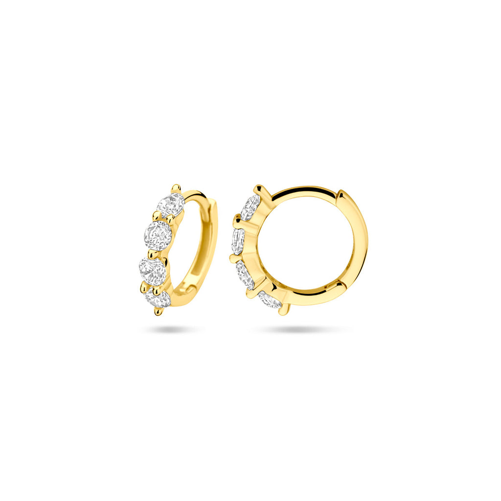 klapoorringen zirkonia 12,5 mm 1 micron zilver verguld (geel)