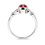 Ring Marienkäfer Emaille Silber weiß