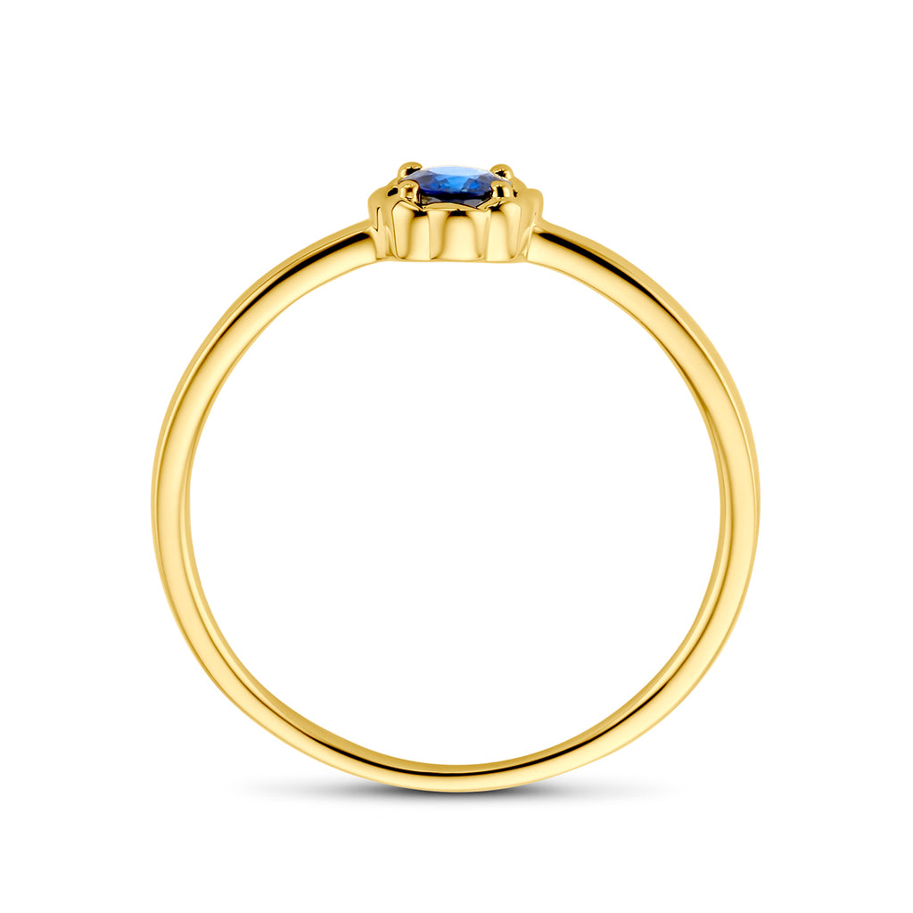 ring saffier 14K geelgoud