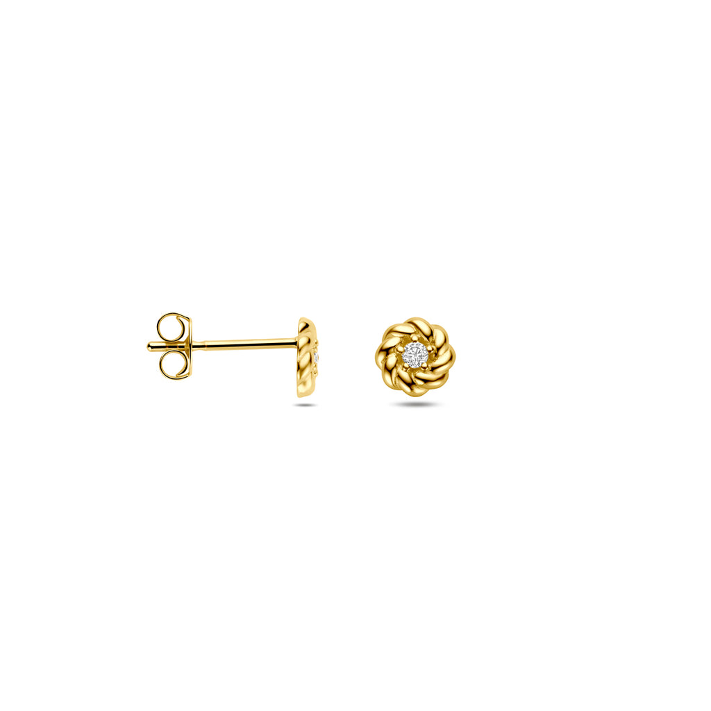 Ohrstecker Zirkonia 5 mm 14K Gelbgold