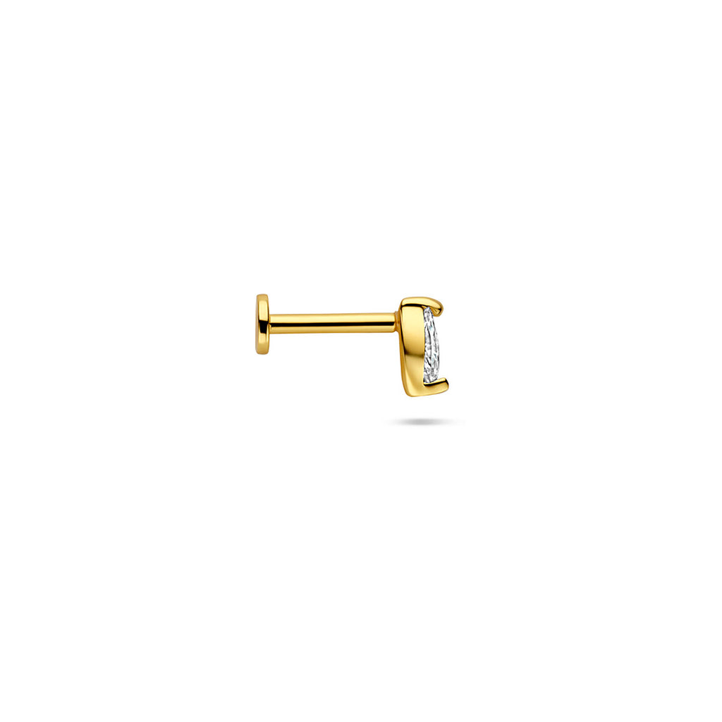 Flatback Piercing Zirkonia 5 mm 1 Mikron Silber vergoldet (gelb)