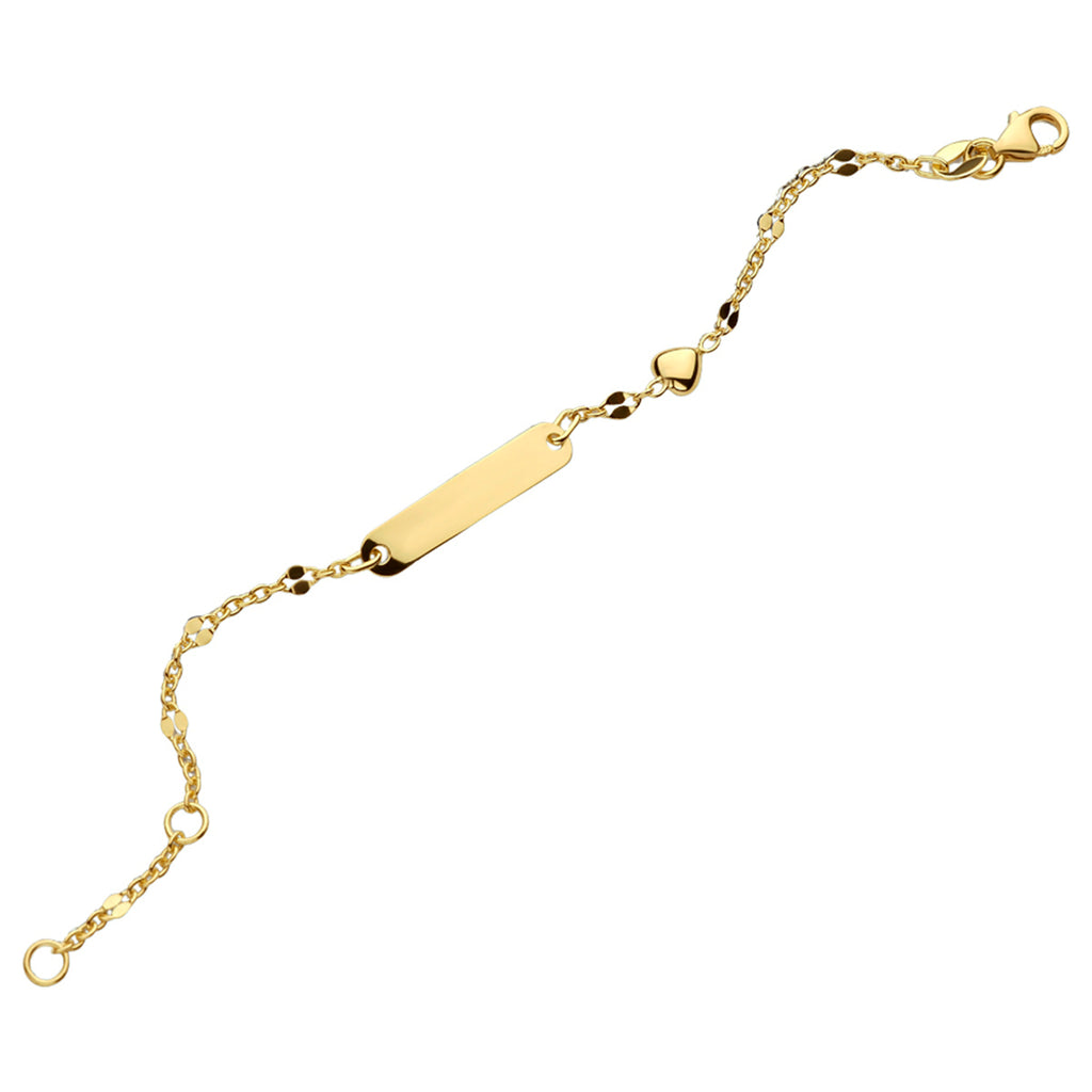 Gravurarmband Herzplättchen 4,0 mm 11 - 13 cm 14K Gelbgold
