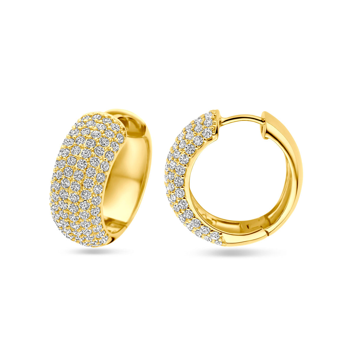klapoorringen zirkonia 20,5 mm 1 micron zilver verguld (geel)