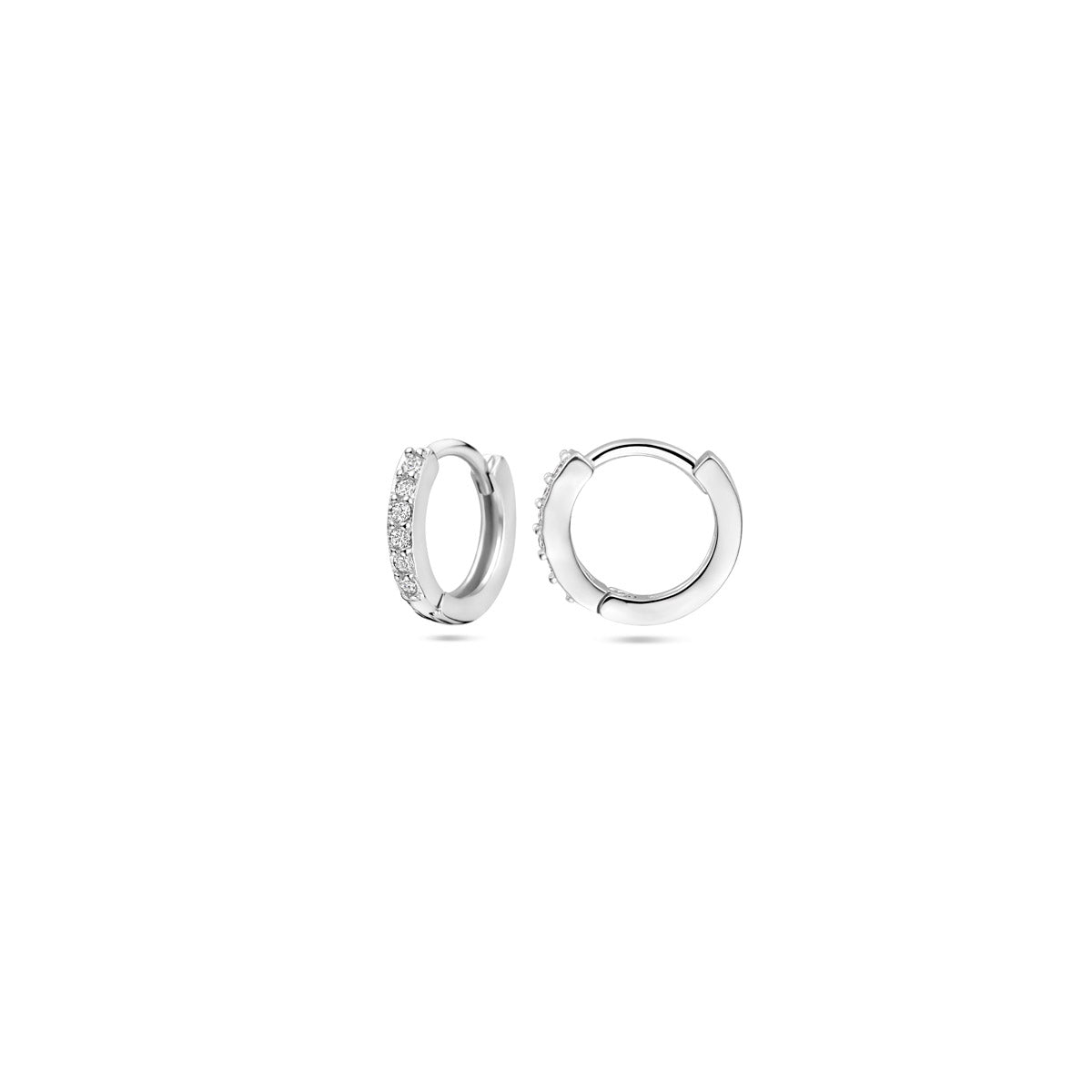 klapoorringen zirkonia 13 mm zilver gerhodineerd