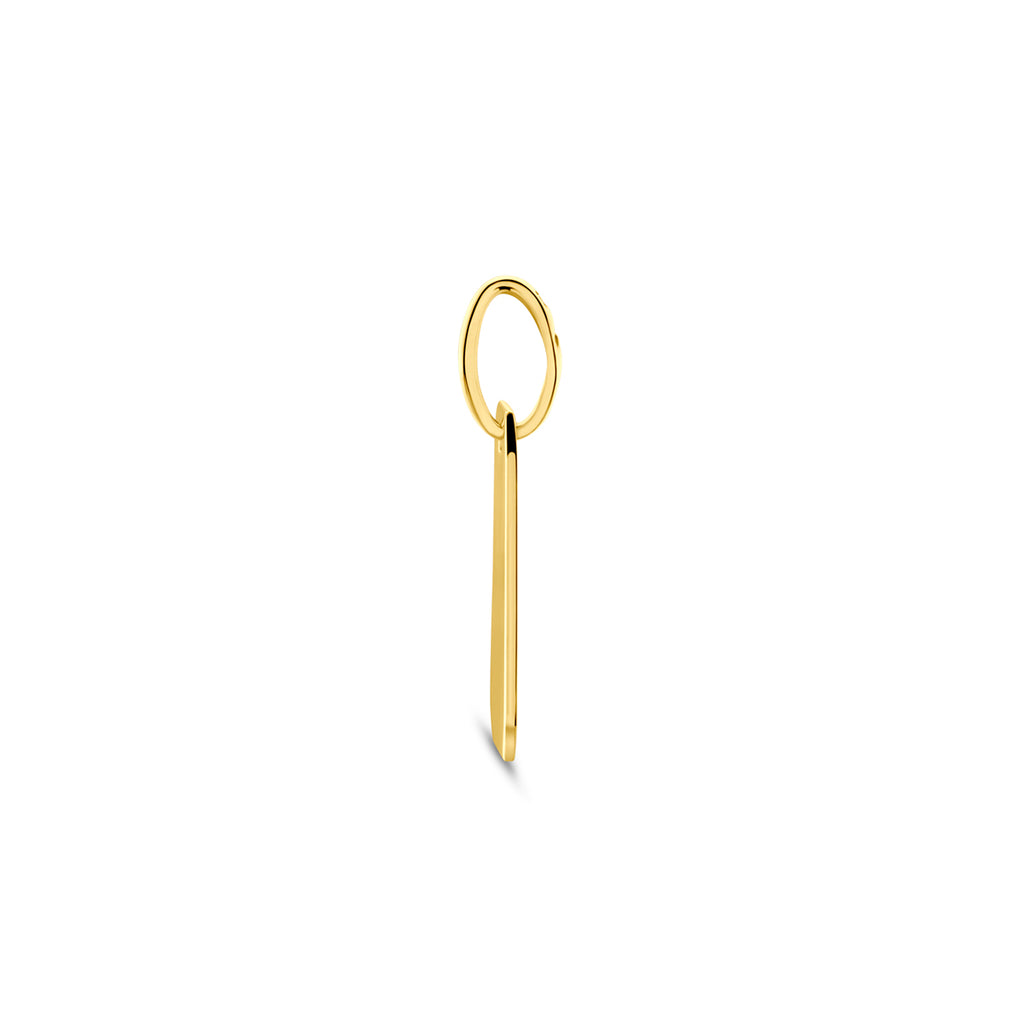 9k graveerhanger 14 mm 9K geel - rechthoek