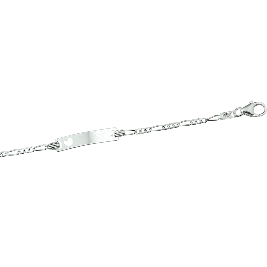 Gravurarmband Herz Figaroplatte 4,2 mm 9 - 11 cm Silber rhodiniert
