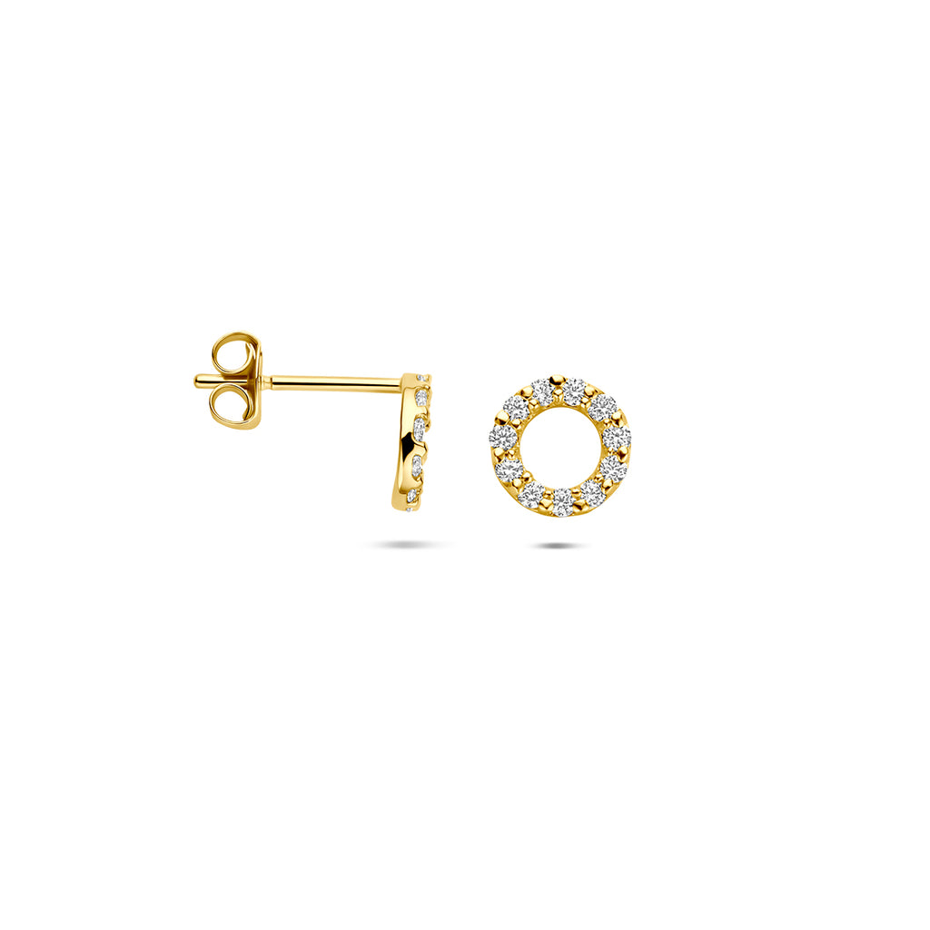 9k oorknoppen zirkonia 6,5 mm 9K geel
