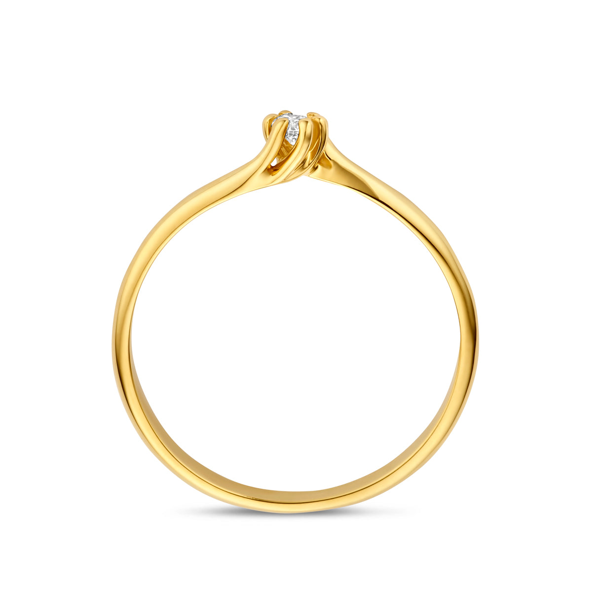 Ring Laborgezüchteter Diamant 0,05ct G VS 14K Gelbgold
