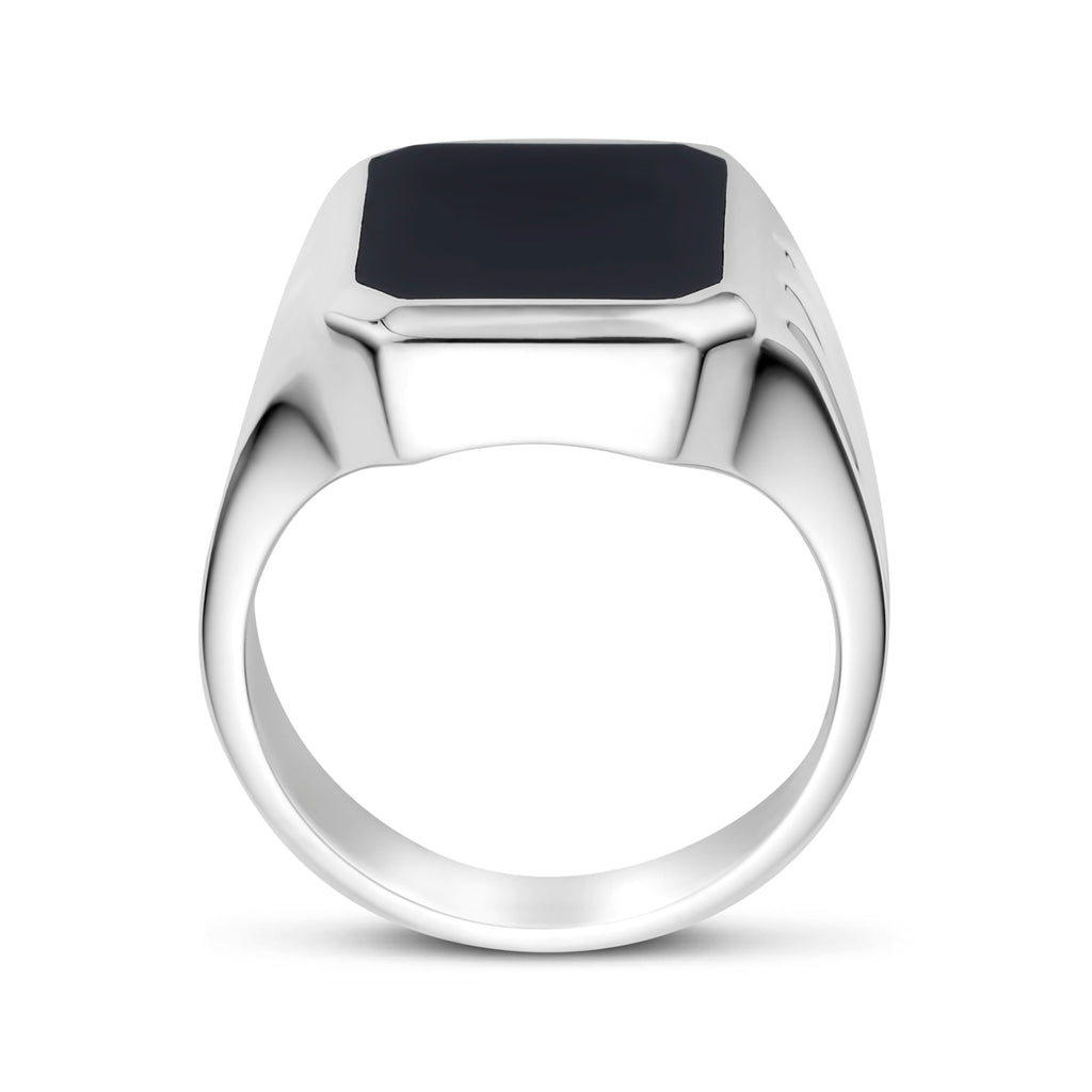 Siegelring aus massivem Onyx Silber weiß