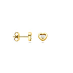 oorknoppen hartjes diamant 0.10ct (2x 0.05ct) h si 5,5 mm 14K geelgoud