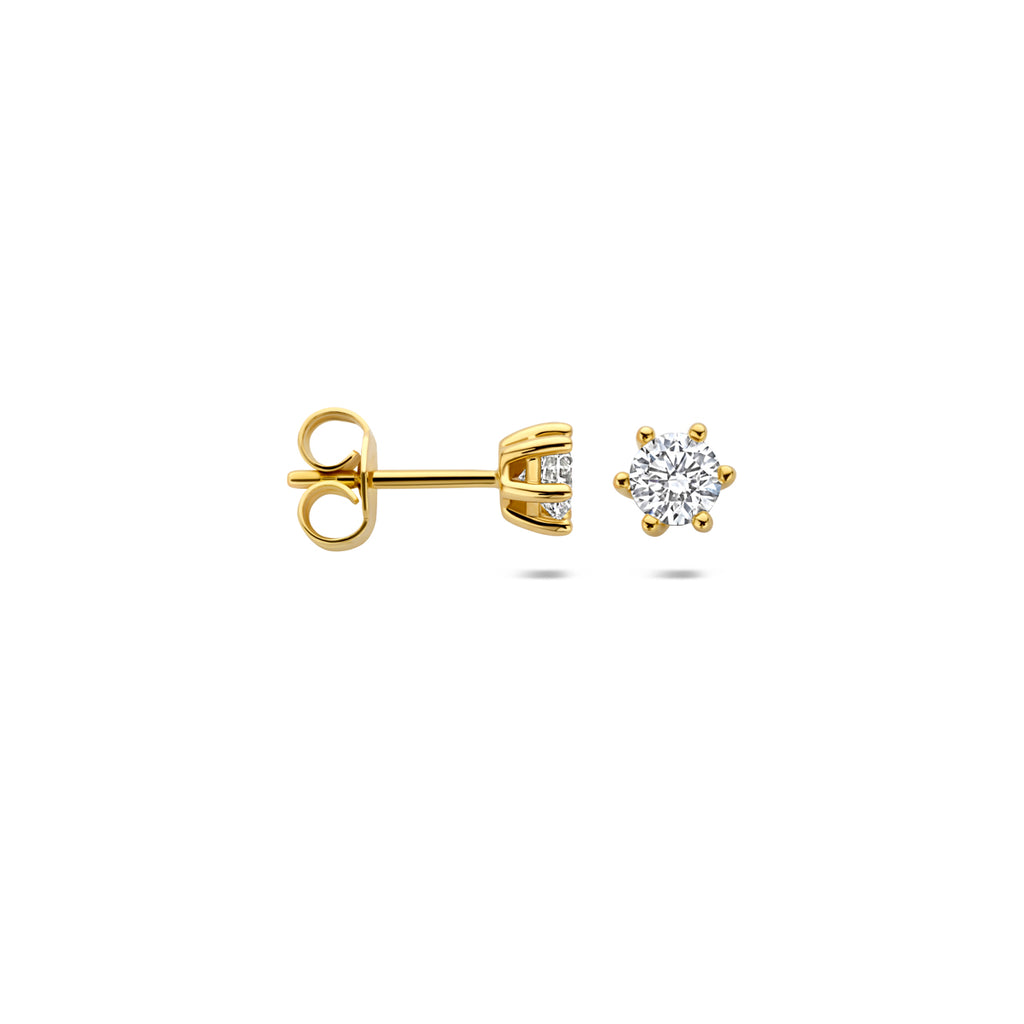 oorknoppen lab grown diamant 0.50ct (2x 0.25ct) f vs 4 mm 14K geelgoud