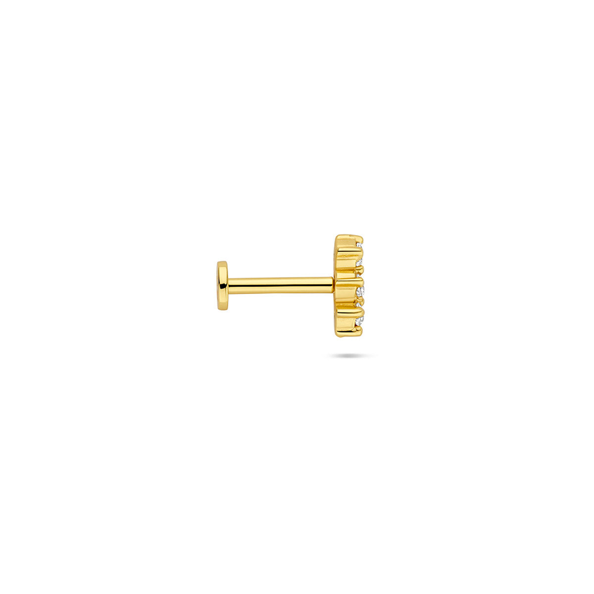 Flat Back Piercing Zirkonia 6,5 mm 1 Mikron vergoldet (gelb)