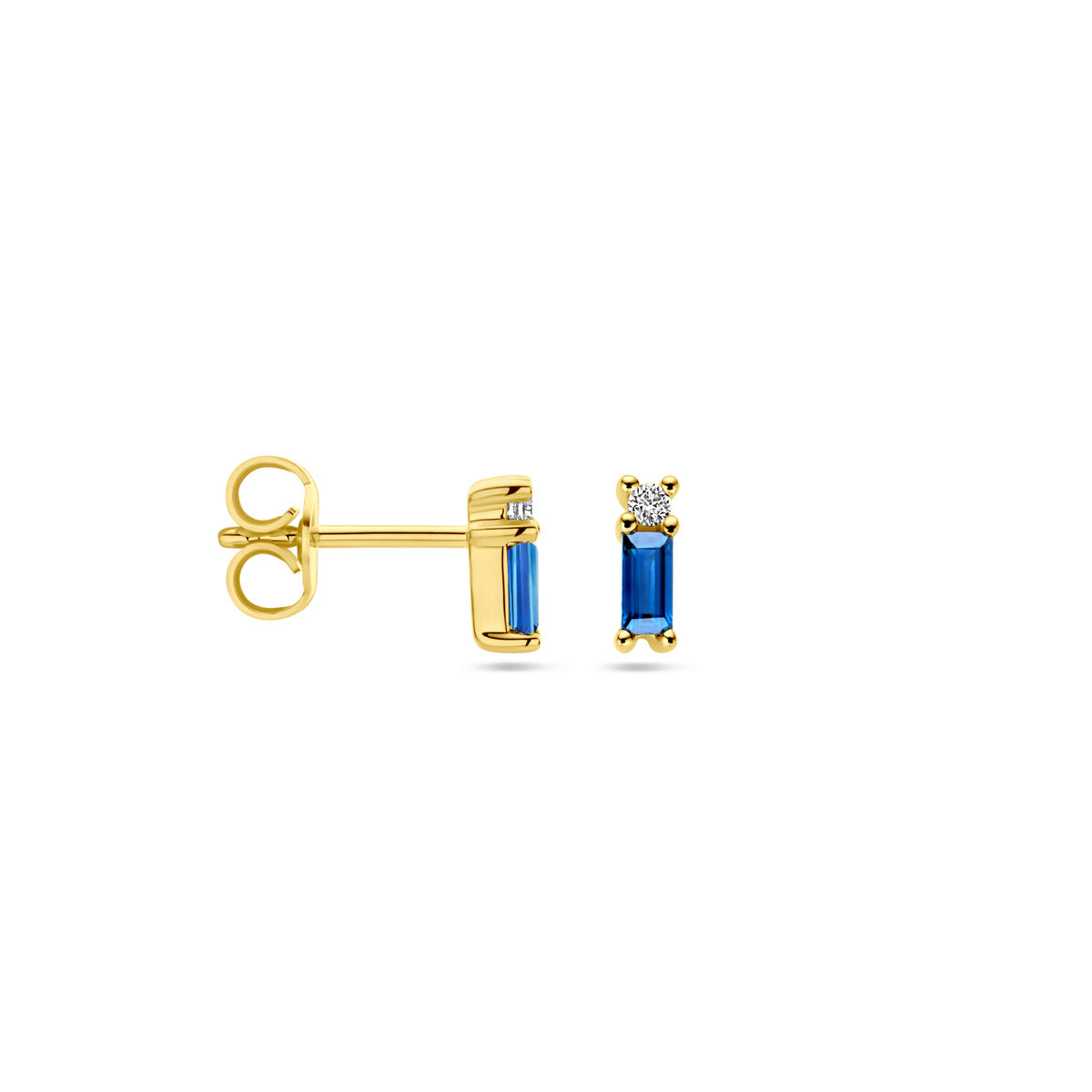 Ohrstecker Saphir und Diamant 0,04 ct (2x 0,02 ct) h si 14K Gelbgold