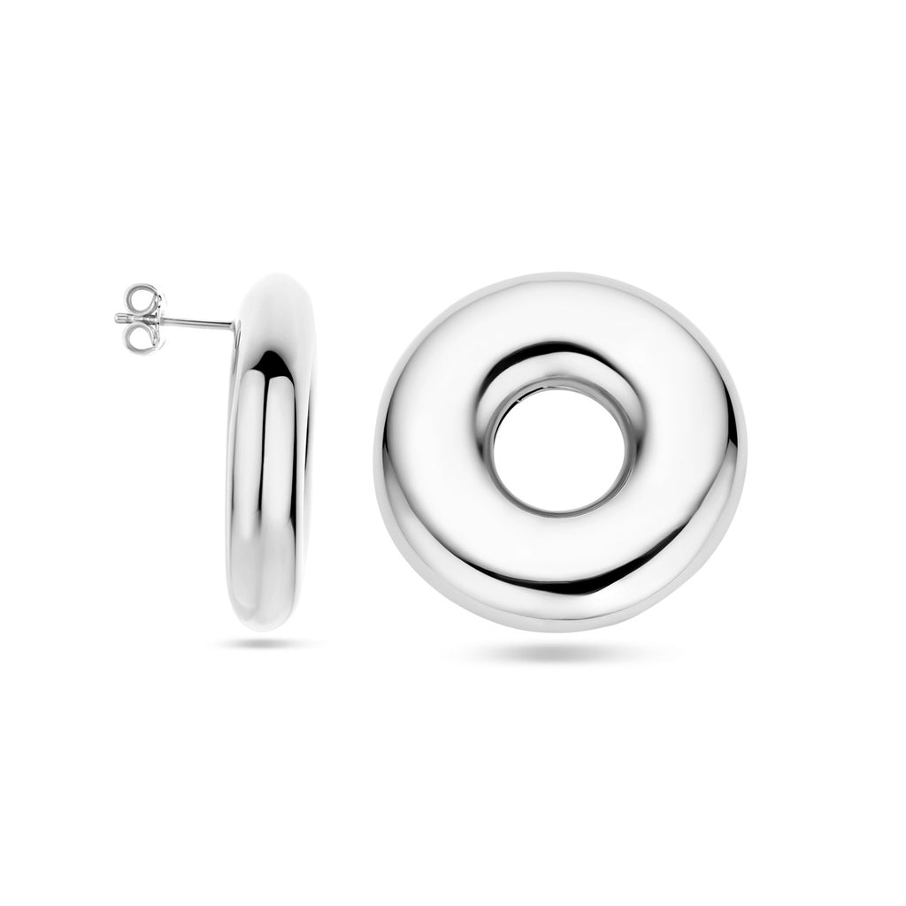 runde Ohrstecker 32 mm Silber rhodiniert