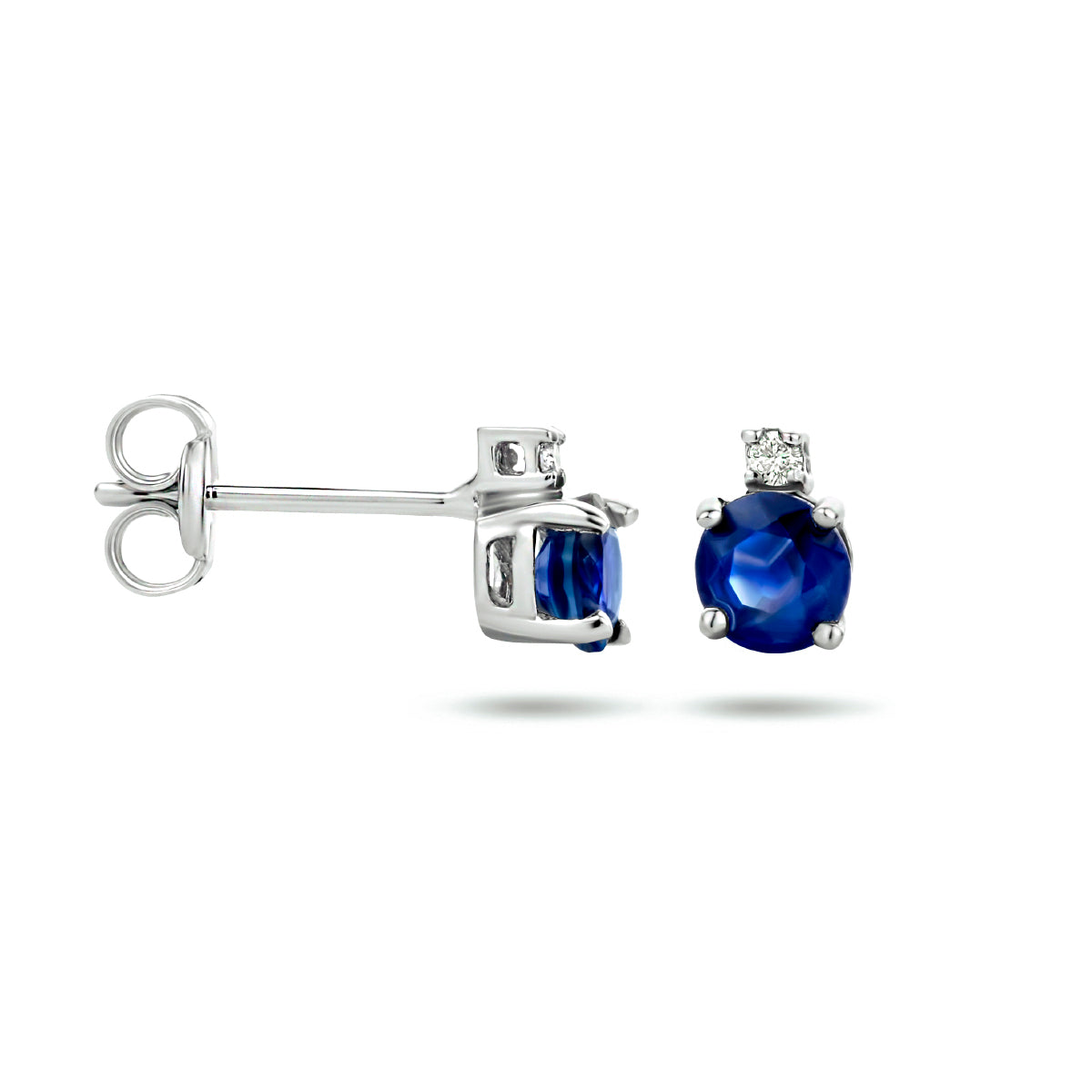 Ohrstecker Saphir und Diamant (2x 0,015 ct) h si 14K Weißgold