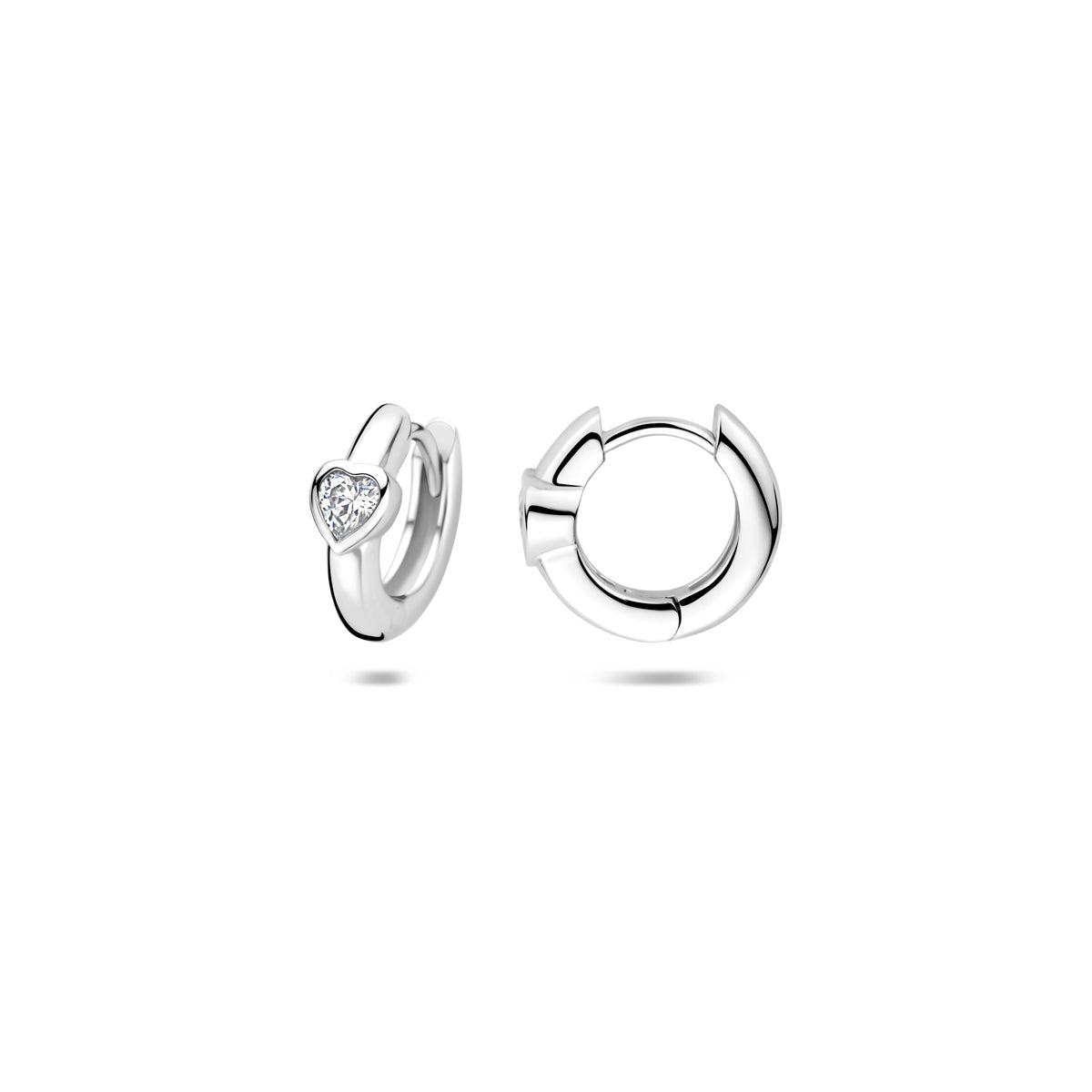 Klappohrringe Herz Zirkonia 10 mm Silber rhodiniert