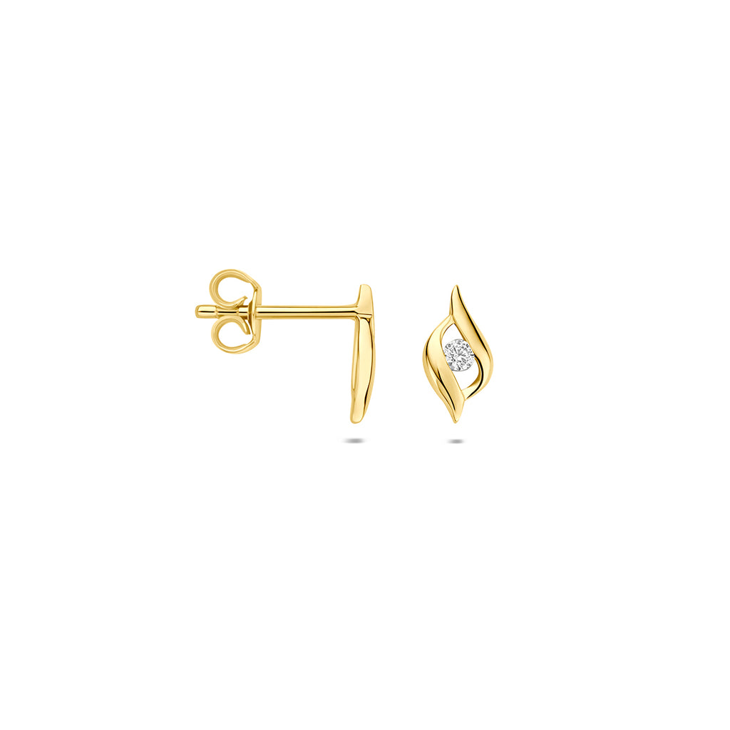 9k oorknoppen zirkonia 9 mm 9K geel