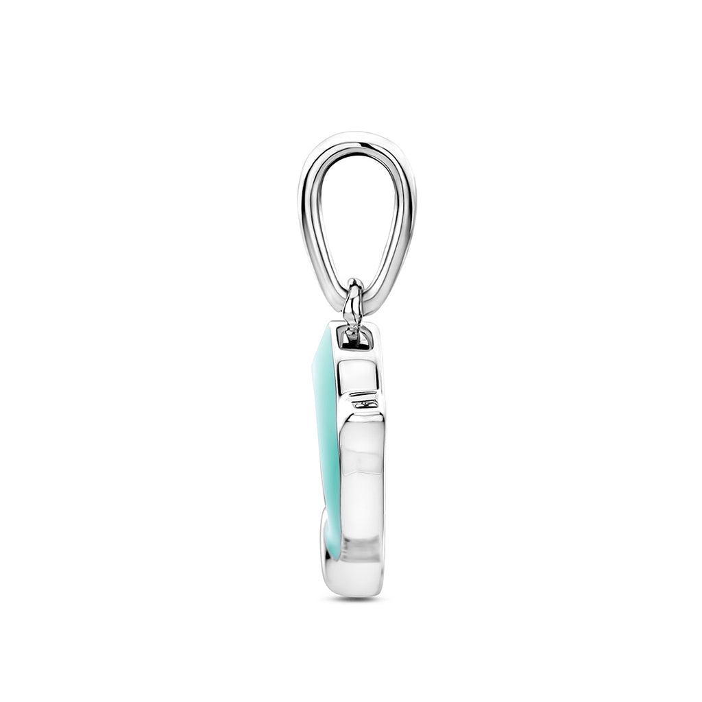 Anhänger Emaille Delphin grün 17 mm rhodiniert Silber