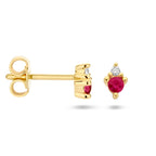Ohrstecker Rubin und Diamant 0,02 ct (2x 0,01 ct) h p1 14K Gelbgold
