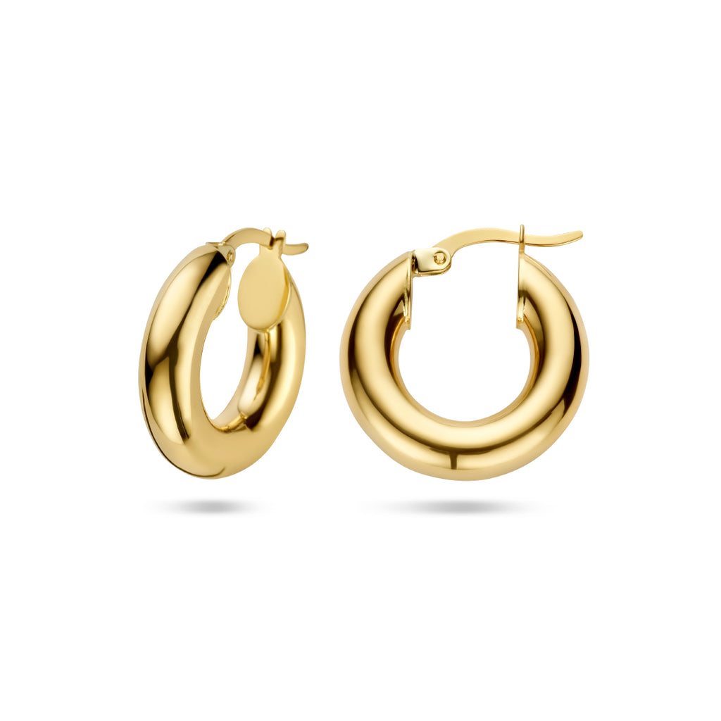 oorringen 5,0 mm ronde buis 14K geelgoud - rond