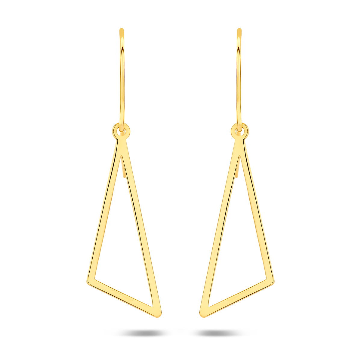 oorhangers driehoek franse haak 26,5 mm 14K geelgoud - driehoek