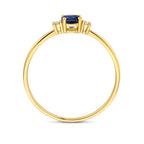 Ring Trilogie Saphir und Diamant 0,03 ct (2x 0,015 ct) h p1 14 K Gelbgold